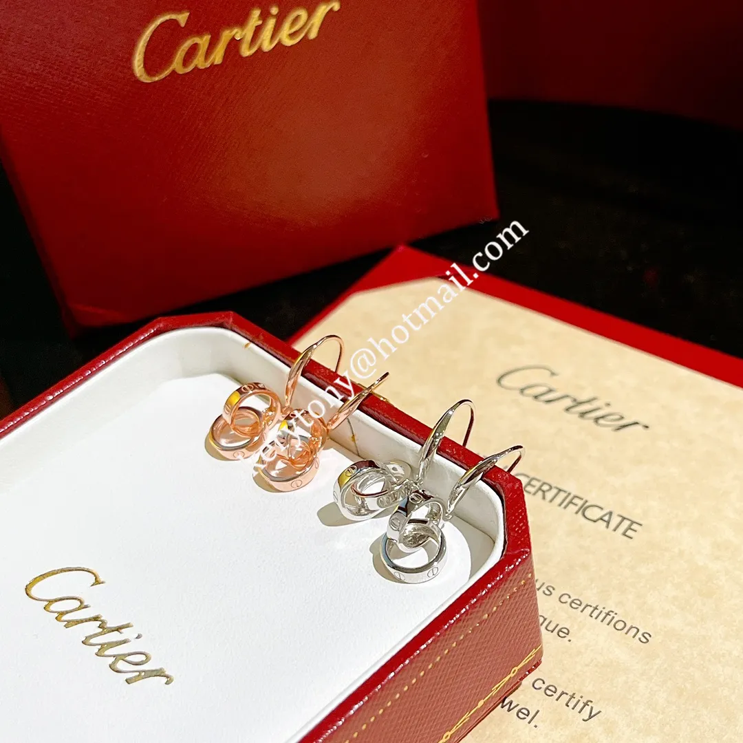 Spring Fashion Cartier Love Ear Hook Earrings Rose Gold/White Gold Best