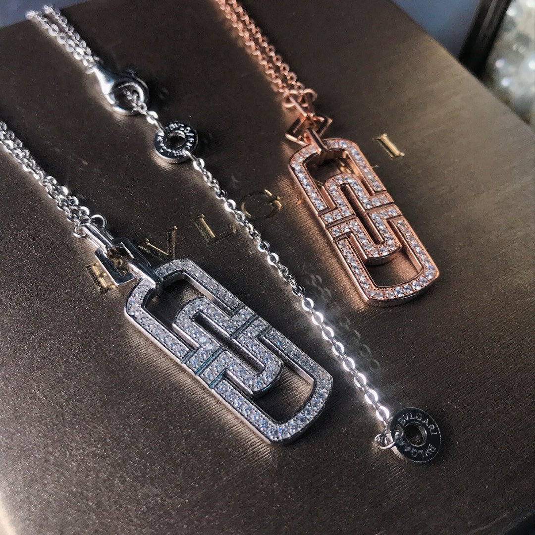 Bvlgari Paperclip Necklace with Diamonds