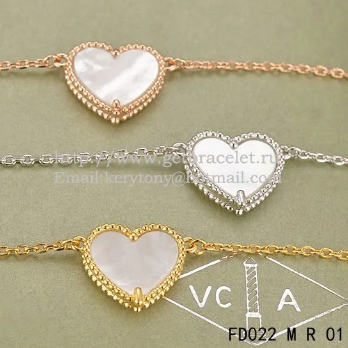 Van Cleef Arpels Sweet Alhambra Heart Pendant Pink Gold With White Mother Of Pearl