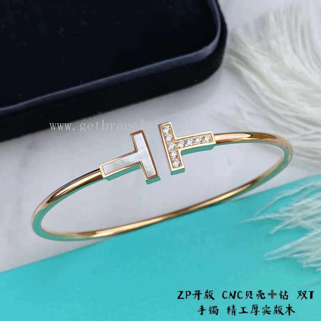 Tiffany T Diamond and Turquoise/Mother-of-pearl Wire Bracelet