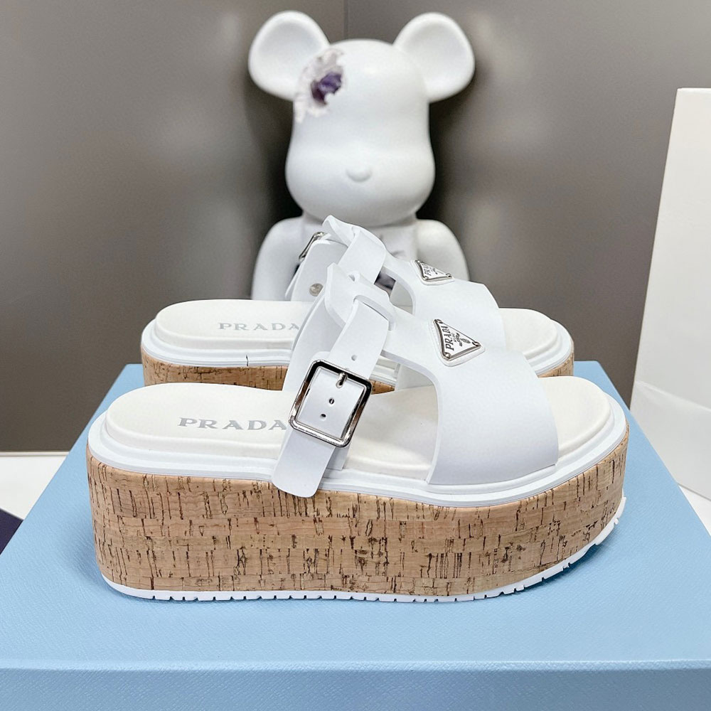 Prada  Leather Platform sandals Slide (Replica)