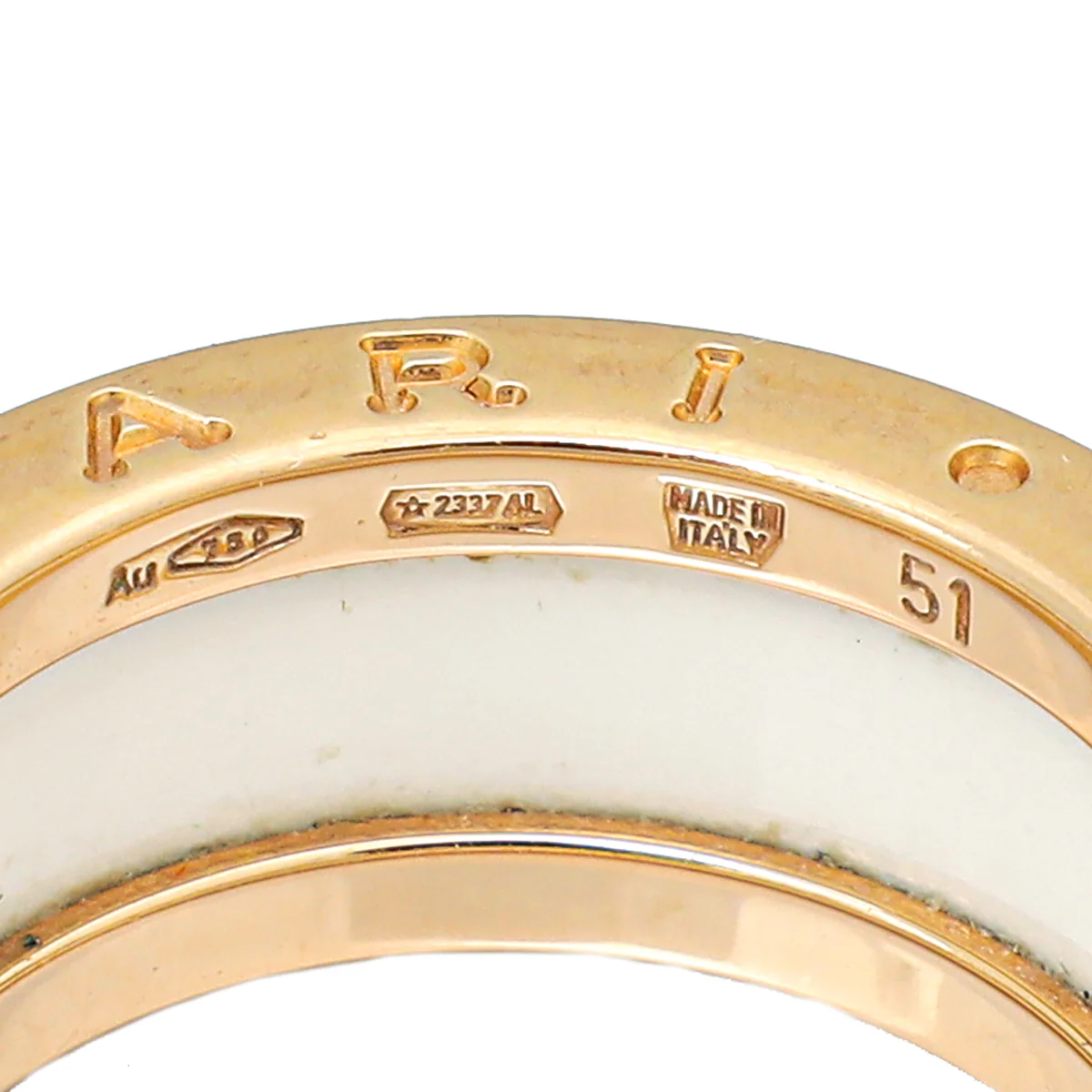 Bvlgari 18K Yellow Gold & Ceramic B. Zero 1 - 2 Band Ring 51