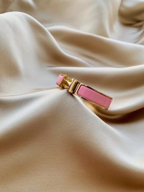 Hermes Bracelet Dupe, Clic H Bracelet, Pink Enamel