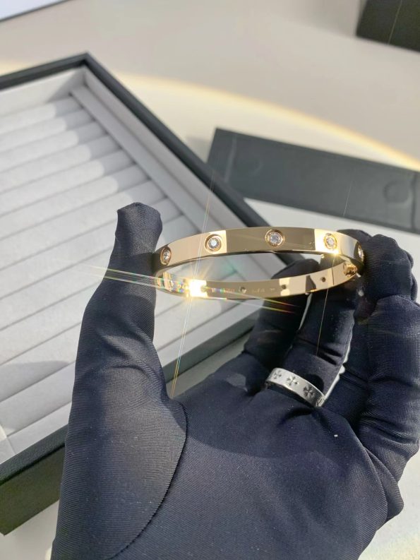 Cartier Love Bracelet Dupe, Rose Gold, Ten Diamonds