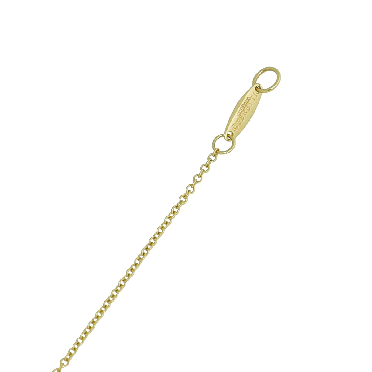 Tiffany & Co 18K Yellow Gold Green Jade Elsa Peretti Bean 18mm Pendant Necklace