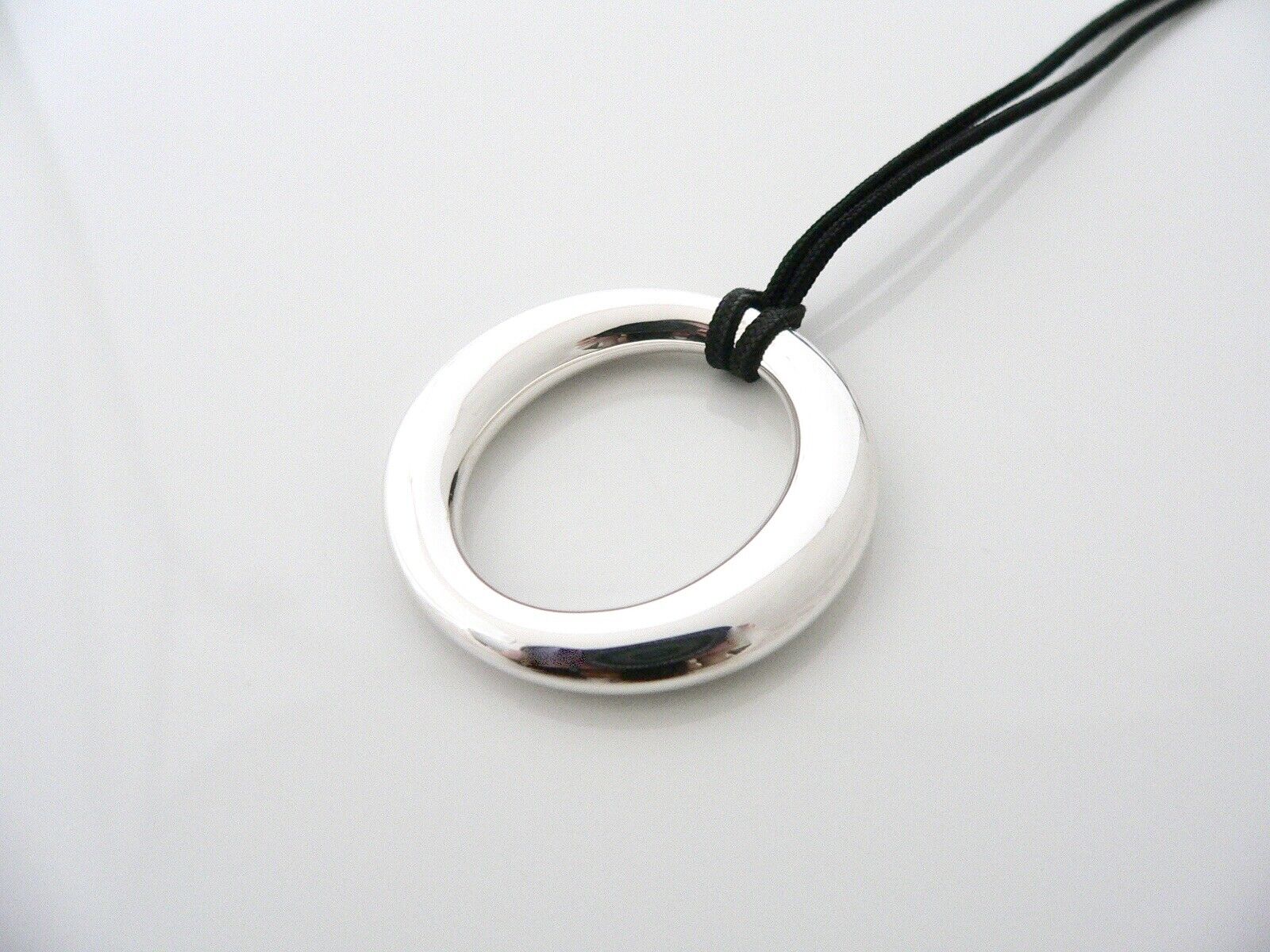 Tiffany & Co Sevillana Necklace Peretti 1.5 Inch Pendant  19 In Silk Cord Love