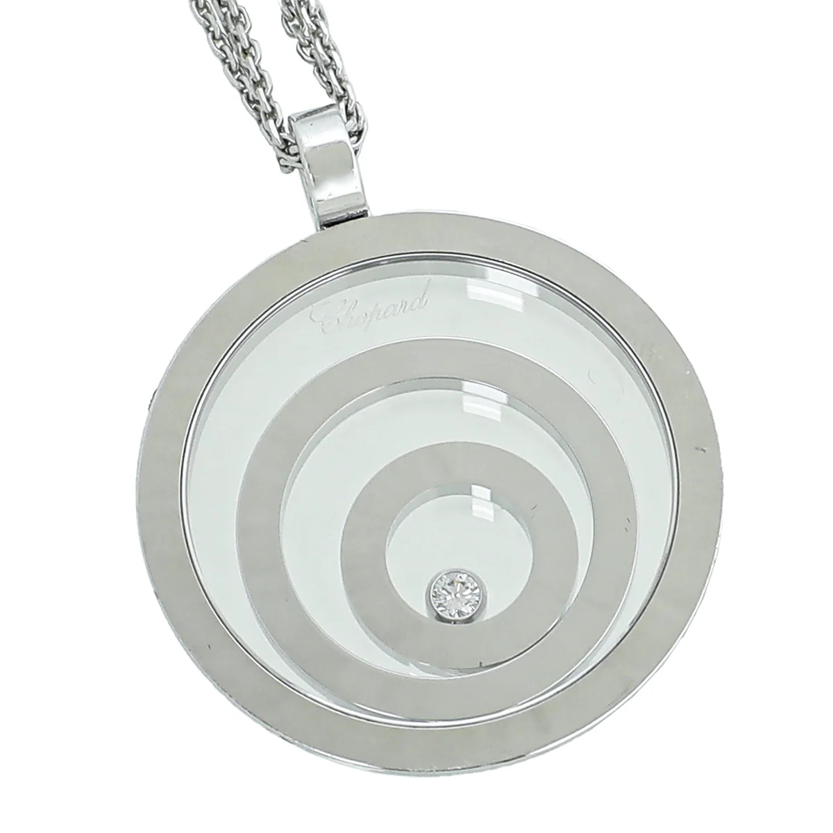 Chopard 18K White Gold Diamond Happy Spirit Pendant Necklace