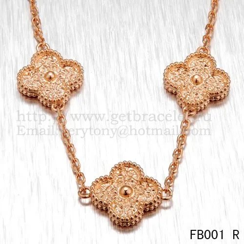 Van Cleef & Arpels Vintage Alhambra Bracelet 5 Motifs Pink Gold