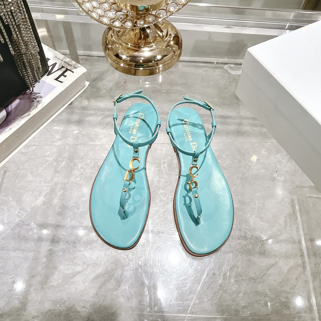 Dior 2024 C'est Flat Round Toe Women's Slipper Sandals (Replica)