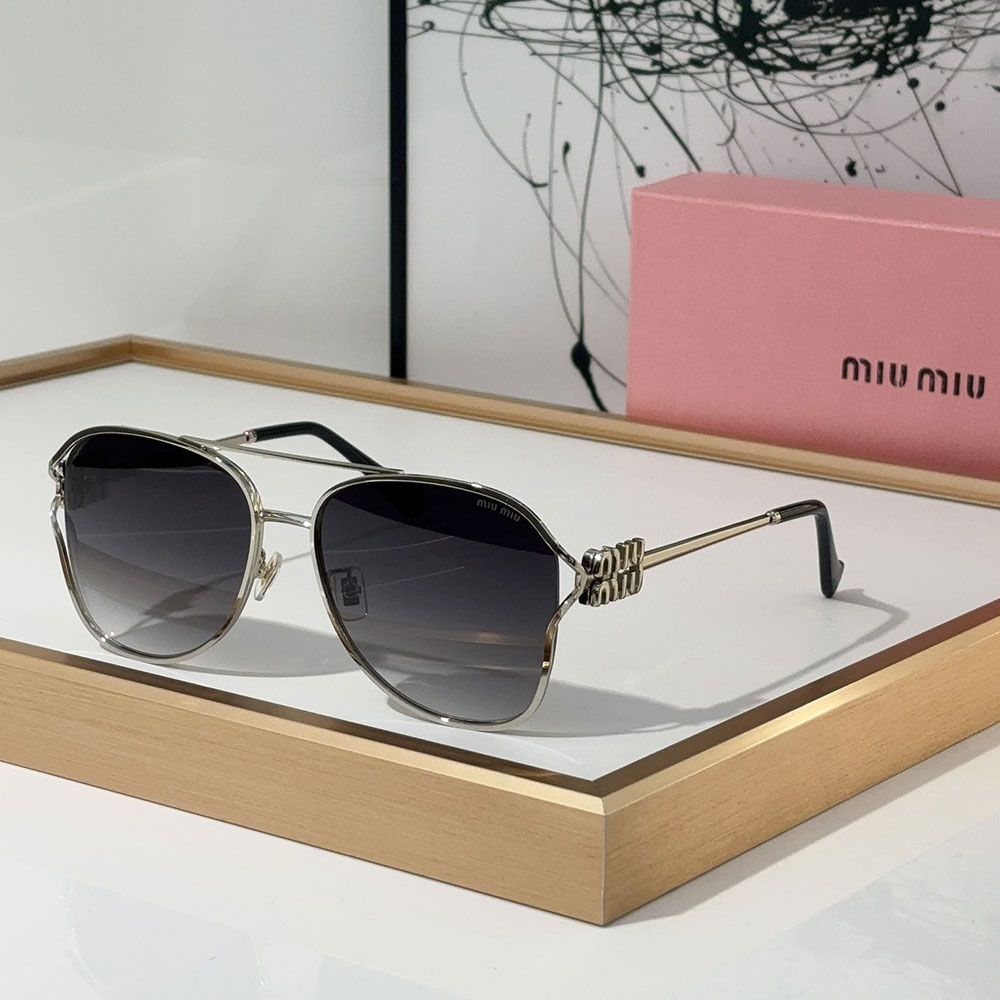 Miumiu  Slim Metal Logo Mirror Legs Sunglasses Top quality （Replica）