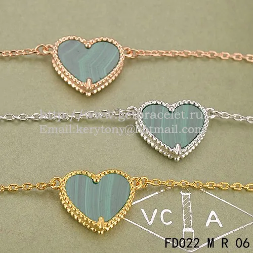 Van Cleef Arpels Sweet Alhambra Heart Pendant Pink Gold With Malachite Mother Of Pearl