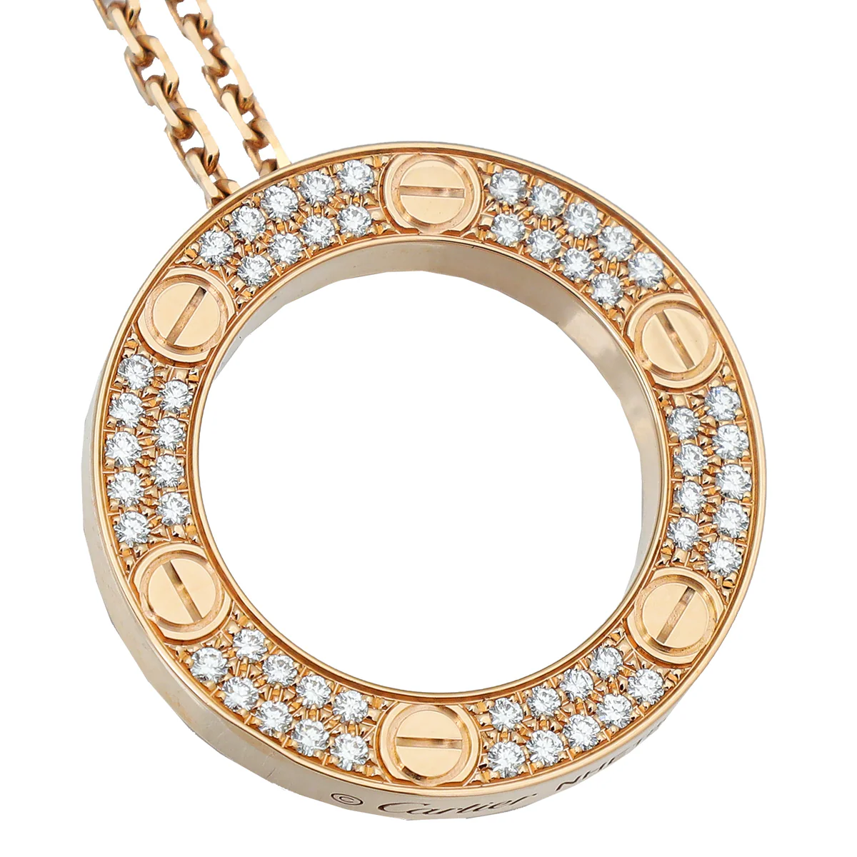 Cartier 18K Rose Gold 54 Diamonds Love Necklace
