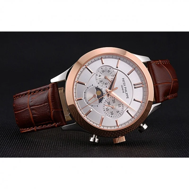 Moonphase Chronograph Dial White 41 mm, Rose Gold Plated