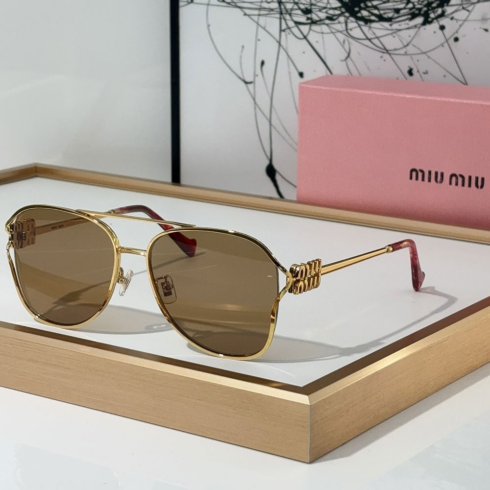 Miumiu  Slim Metal Logo Mirror Legs Sunglasses Top quality （Replica）