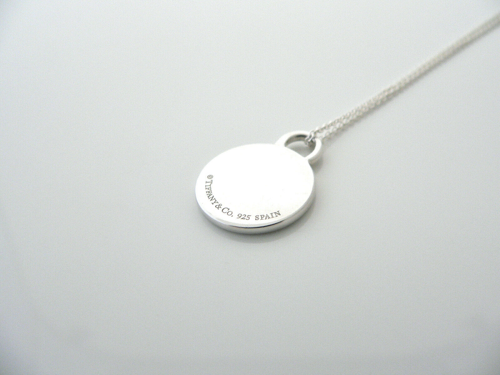 Tiffany & Co 1837 Blue Enamel Necklace Pendant Circle Charm Gift Love Silver