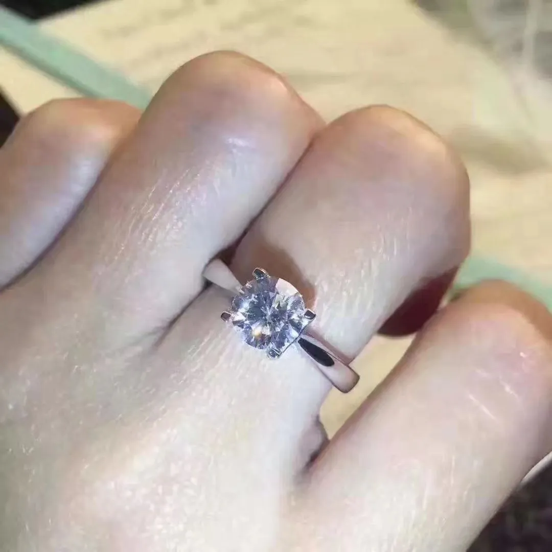 Hot Tiffany Setting Engagement White Gold Female Dimonda Ring Widding Ring In Platinum