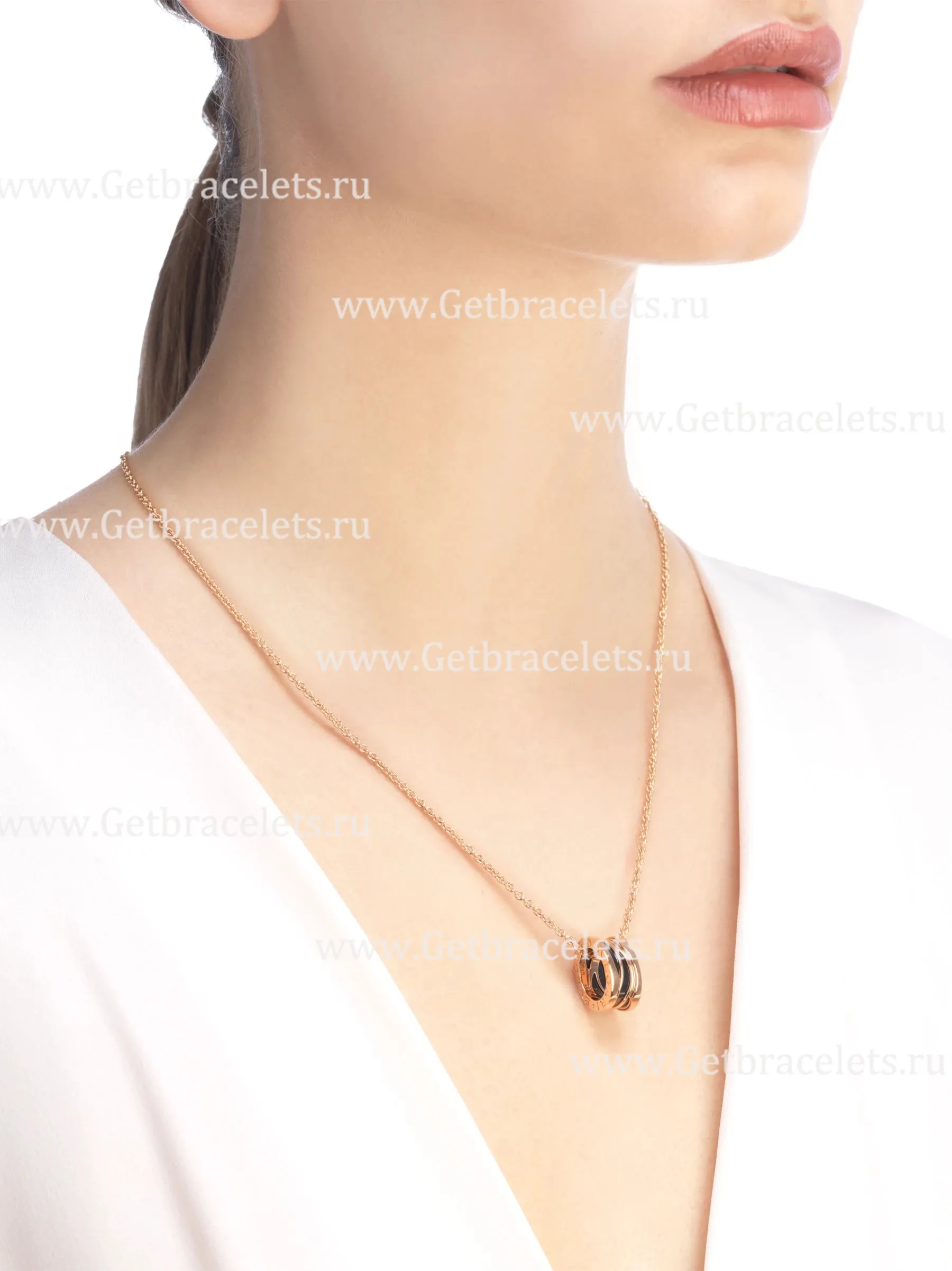 B.zero1 Design Legend Necklace with 18kt Rose Gold Chain and Pendant in Rose Gold Black Ceramic
