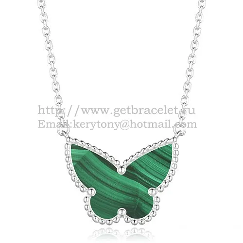 Van Cleef Arpels Lucky Alhambra Butterfly Pendant White Gold With Malachite Mother Of Pearl