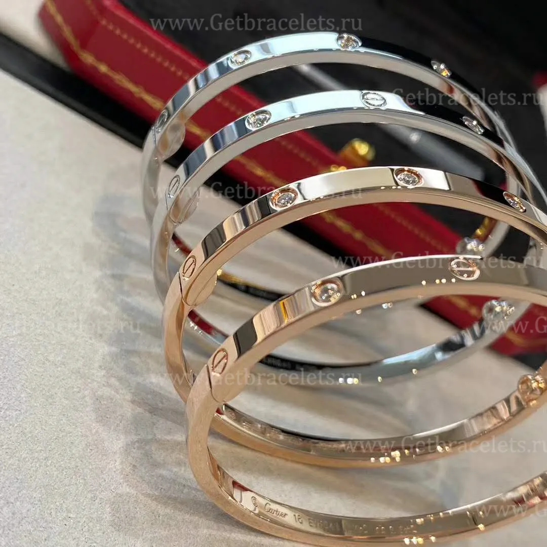 Copy Cartier Love Bracelet SM with 10 Diamonds White Gold B6048017
