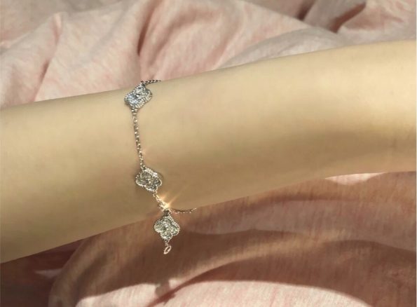 Van Cleef Bracelet Dupe, Mini Clover Bracelet& Full Diamonds