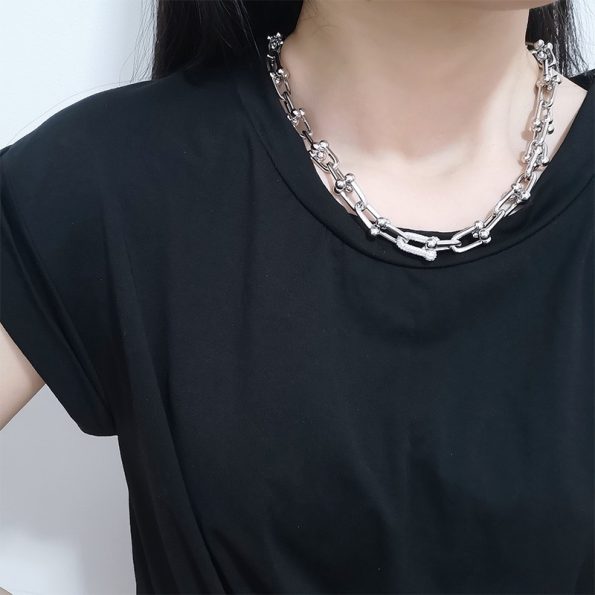 Tiffany Necklace Replica, HardWare Necklace with Diamonds