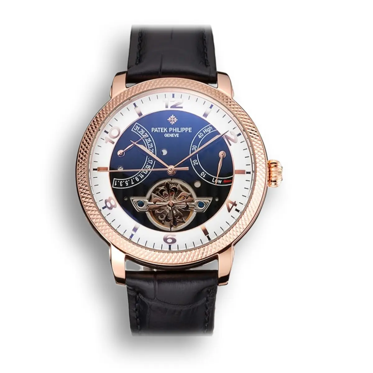 Classic Tourbillon Power Reserve Dial Black 45 mm, Rose Gold Plated