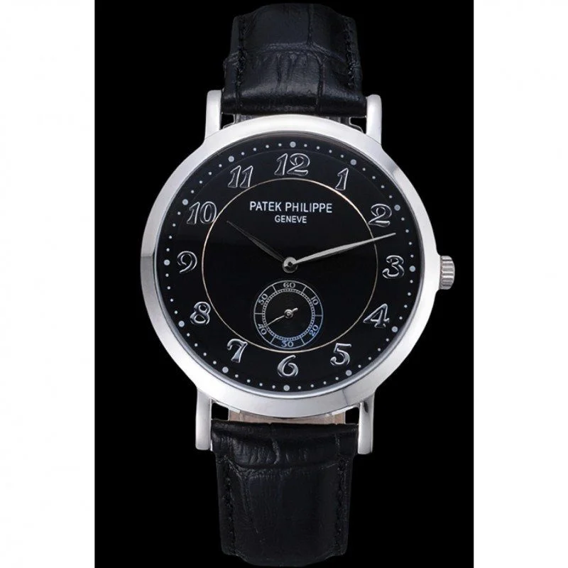 Calatrava Dial Black 42 mm, Stainless Steel