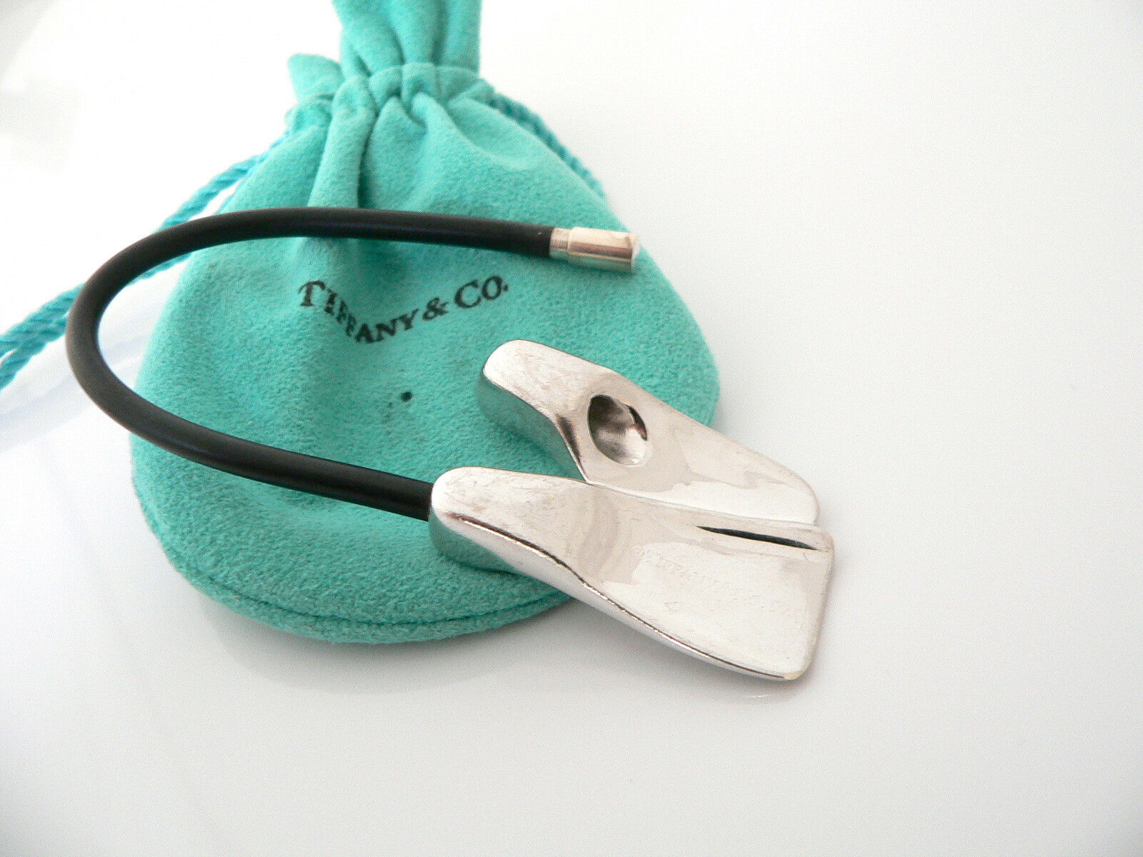 Tiffany & Co Silver Scuba Flipper Fins Black Rubber Key Ring Chain Keychain Gift