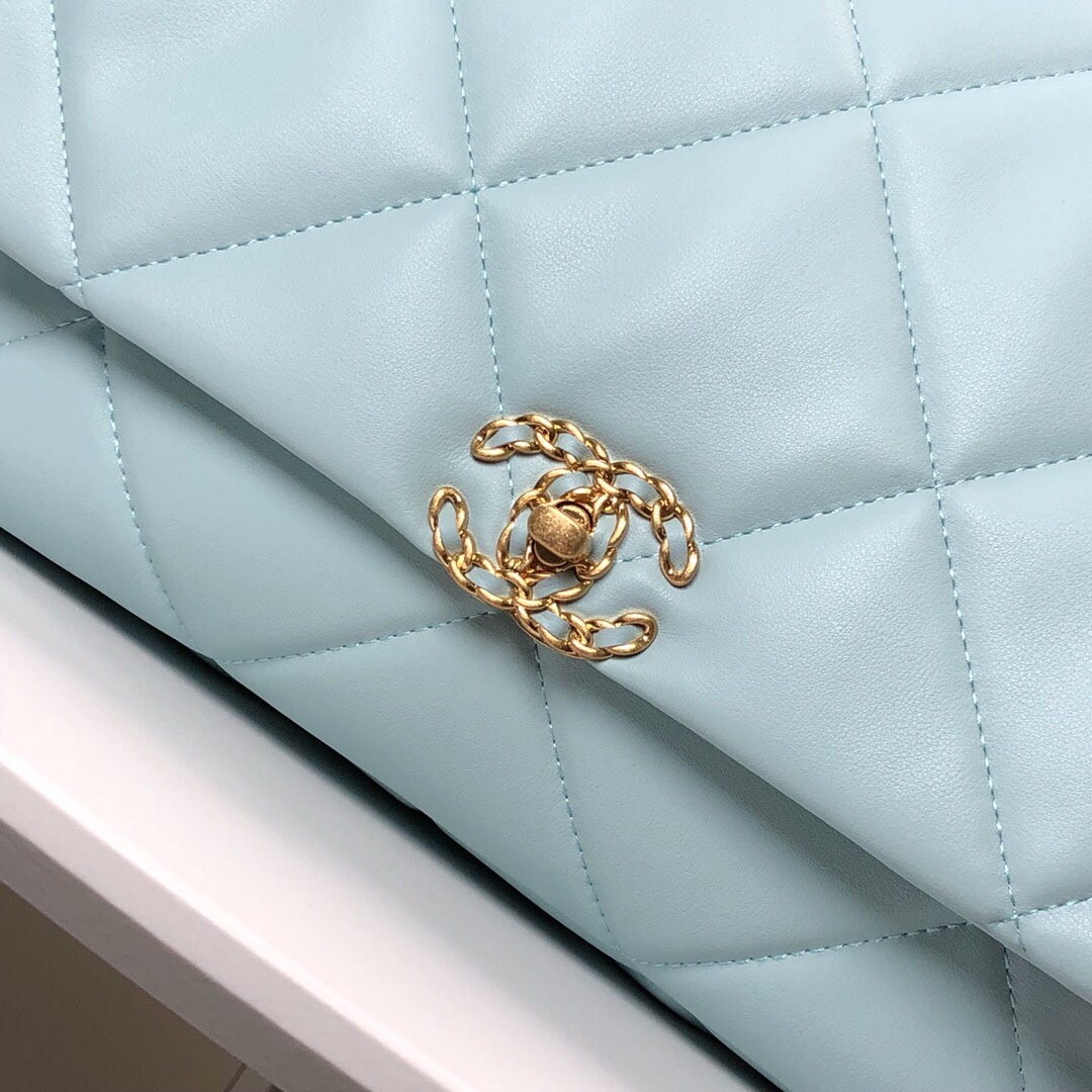 Chanel Lambskin Quilted Large19 Flap Shoulder Bag Handbag