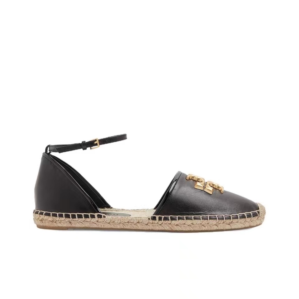 Tory Burch Eleanor D'orsay Stylish Flip-flops With Hemp Bottoms Sandals Slide (Replica)