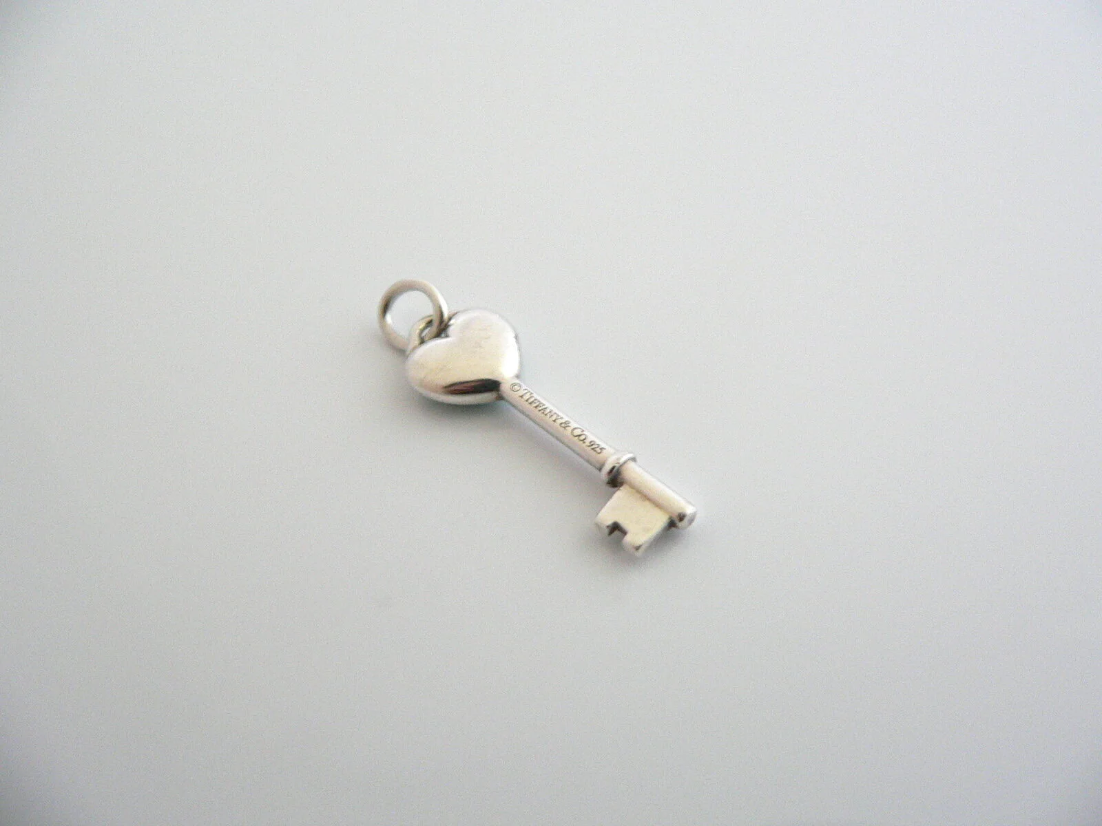 Tiffany & Co Silver Blue Enamel Heart Key Pendant Charm 4 Necklace Bracelet Gift