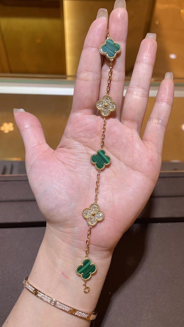 Van Cleef Bracelet Dupe, Green Clover& Diamonds