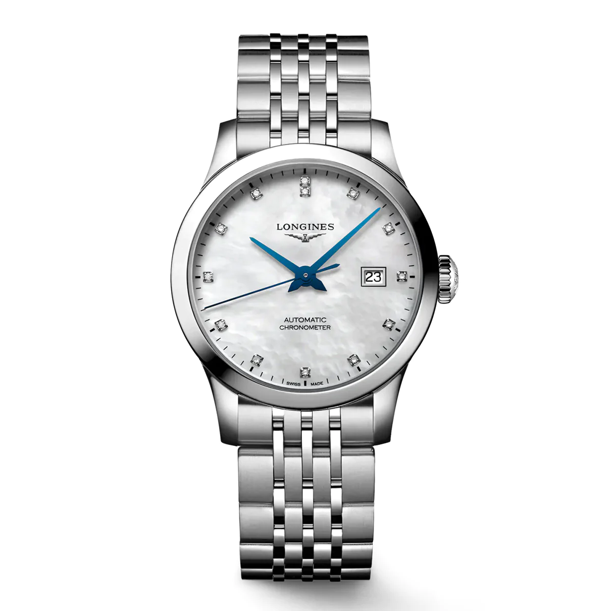 Record 30MM Automatic Mother of Pearl Dial Diamond Watch L23214876