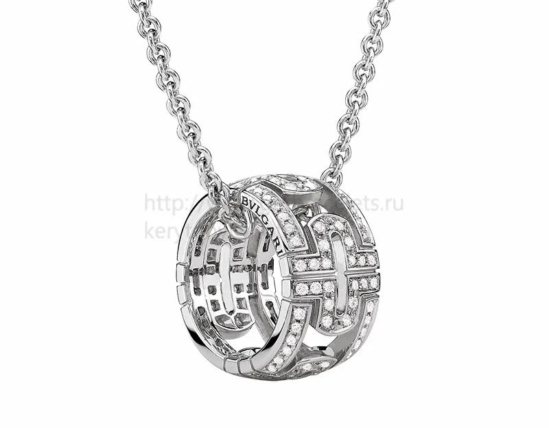 Parentesi White Gold Pendant with Pave Diamonds