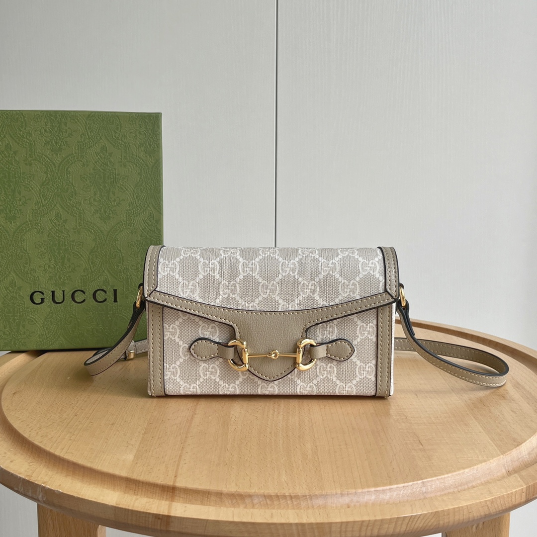 Gucci Horsebit 1955 Canva&Leather Shoulder Bag(Replica)