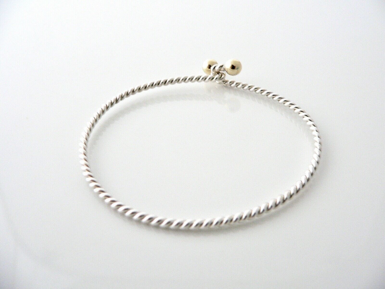 Tiffany & Co 18K Gold Silver Love Knot Bangle Hook Bracelet Twisted Rope Gift