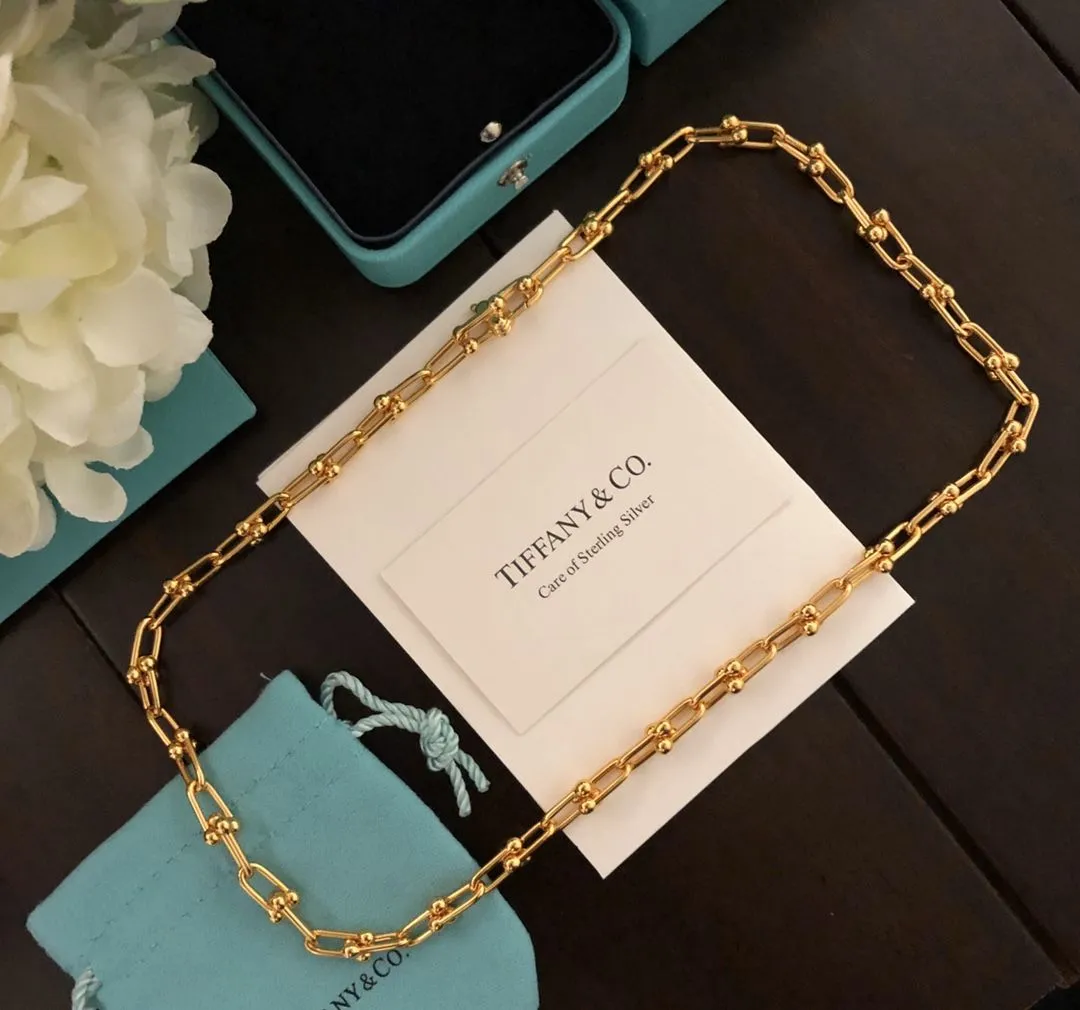 New Tiffany Hardwear 18K Yellow Gold Graduated Link Necklace Fashion UK Jewellery