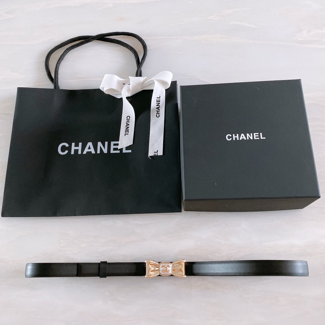 Chanel Belt With Ribbon Buckle Black Women Belt 30MM