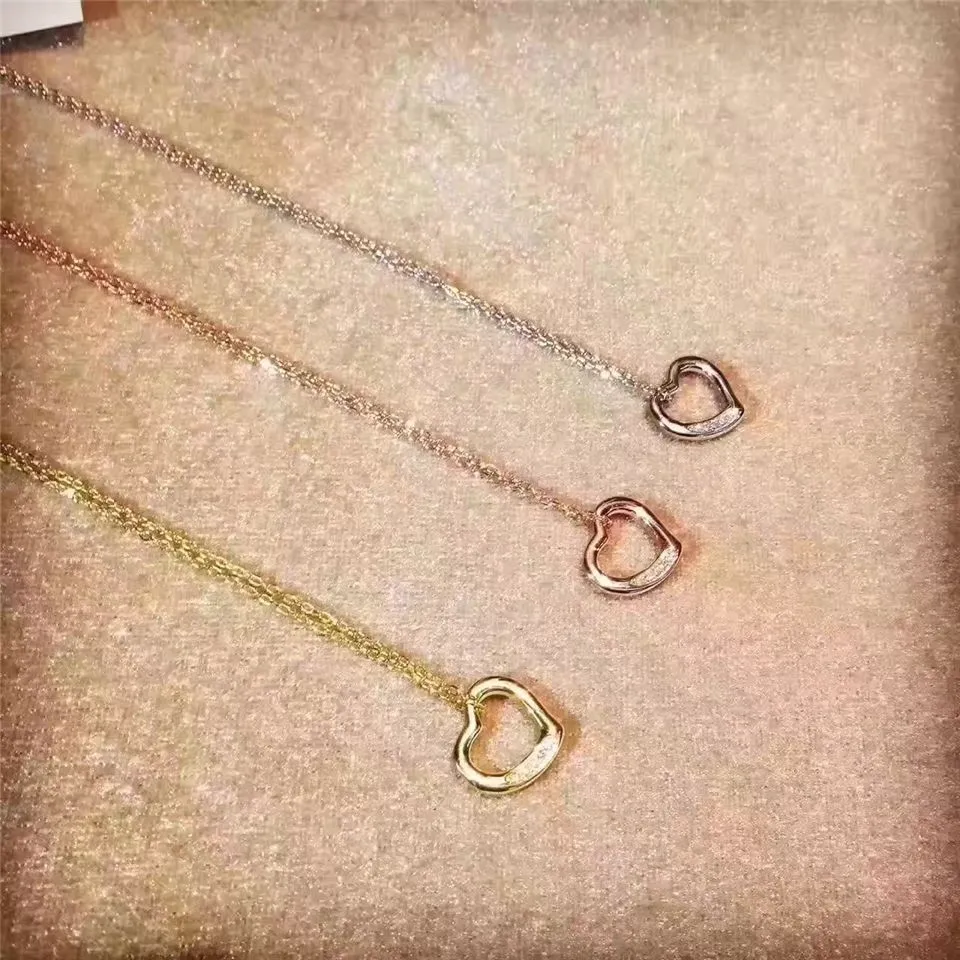 Tiffany Elsa Peretti Open Heart Pendant Studded Crystals Necklace Fashion Women Jewelry 11624294/30171179