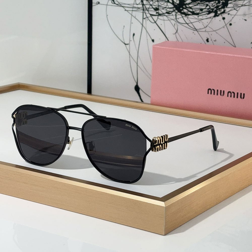 Miumiu  Slim Metal Logo Mirror Legs Sunglasses Top quality （Replica）