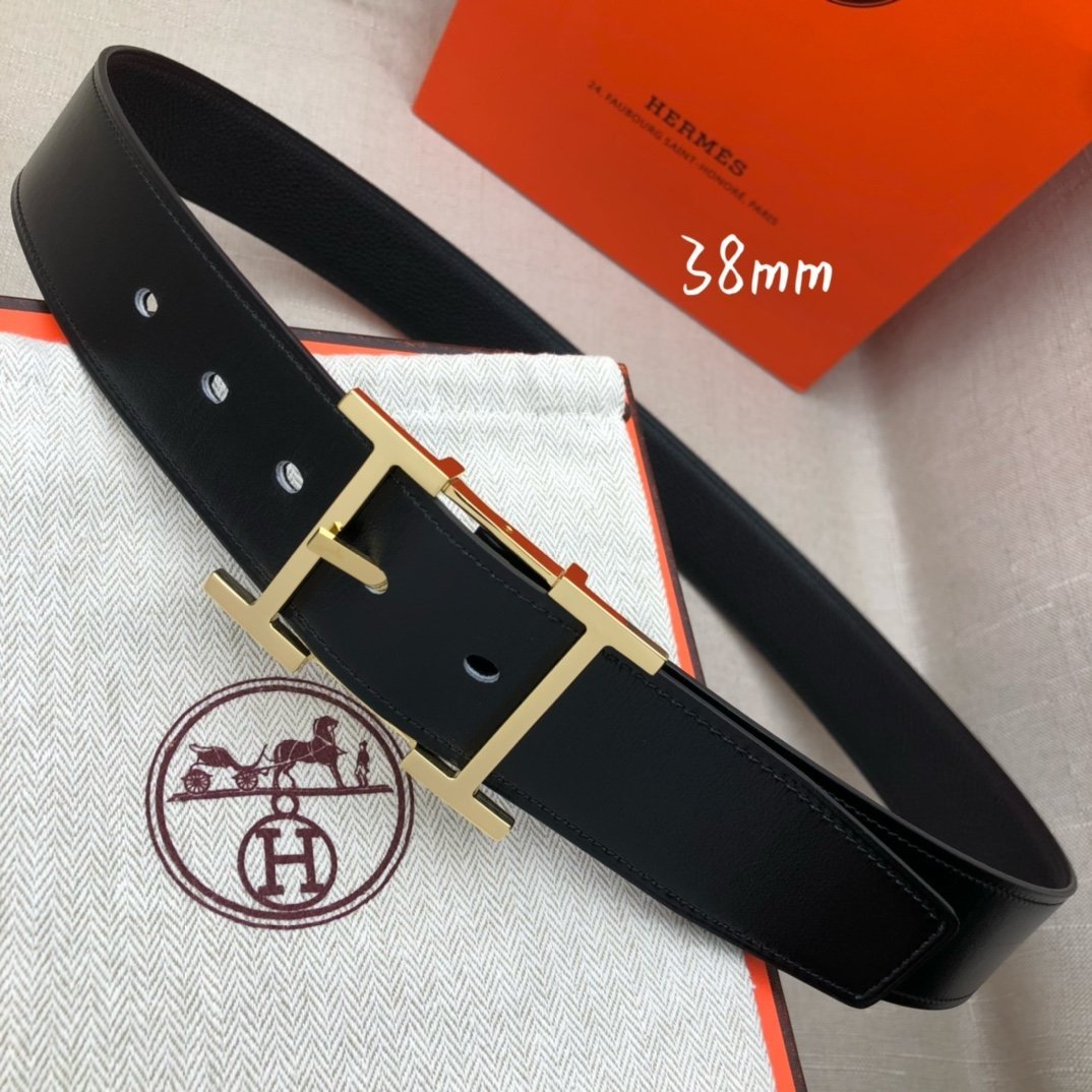 Hermes H Belt Buckle & Reversible Black For Women, Women Belt 380MM