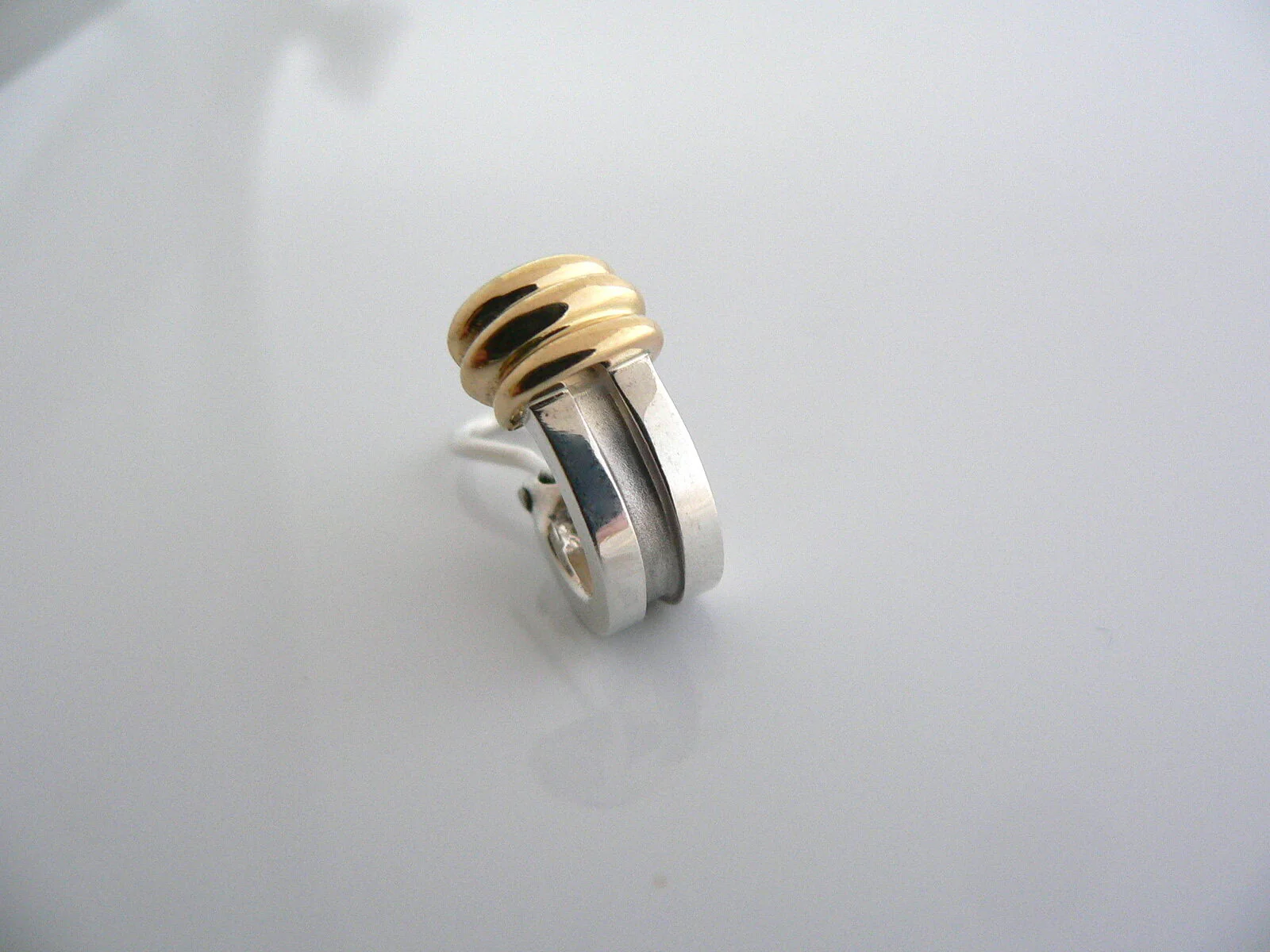 Tiffany & Co Silver 18K Gold Atlas Loop Earrings Pierced 18K Gold Post Gift Love