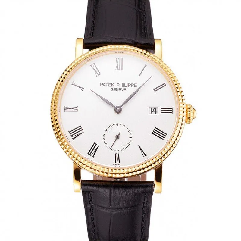 Calatrava Dial White 38 mm, Yellow Gold Plated