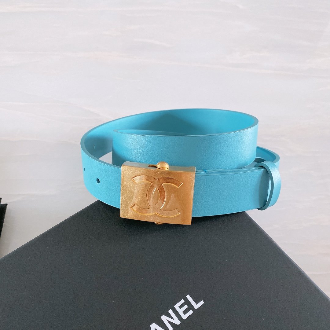 Chanel Belt With Ribbon Buckle Blue Women Belt 30MM