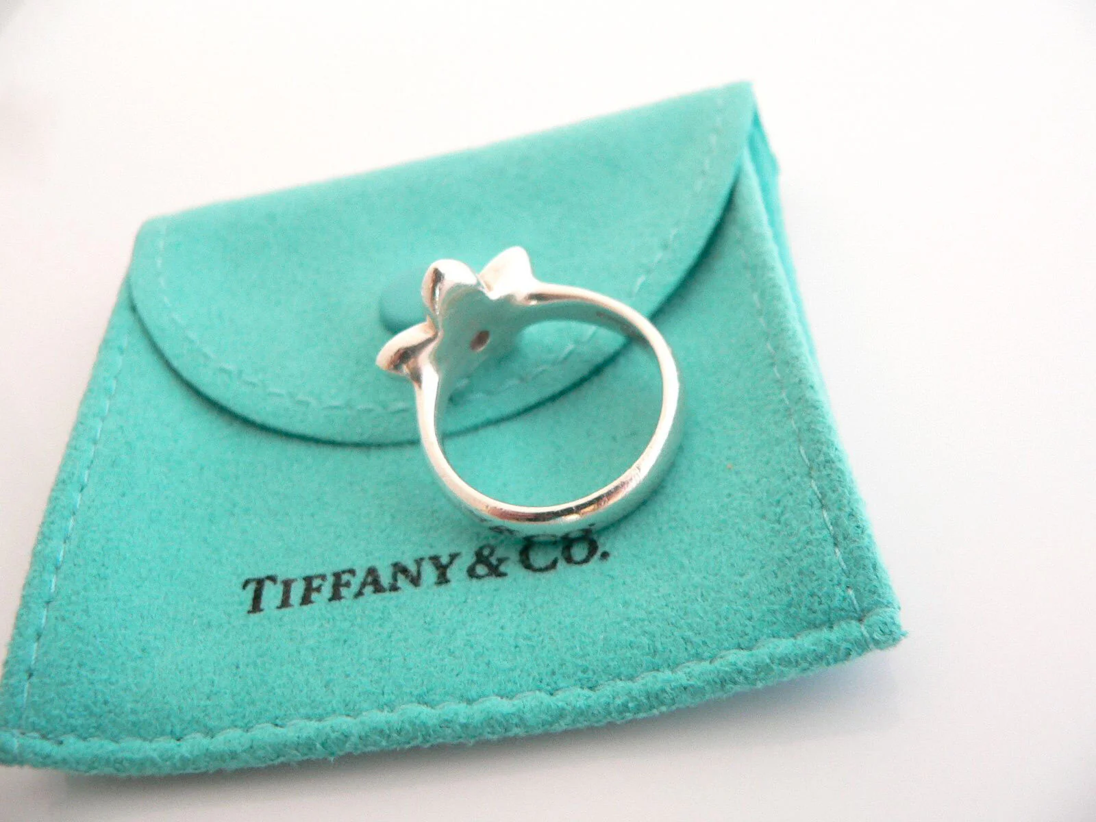 Tiffany & Co Flower Ring Band Petals Iolite Silver Nature Sz 8.25 Gift Pouch Art