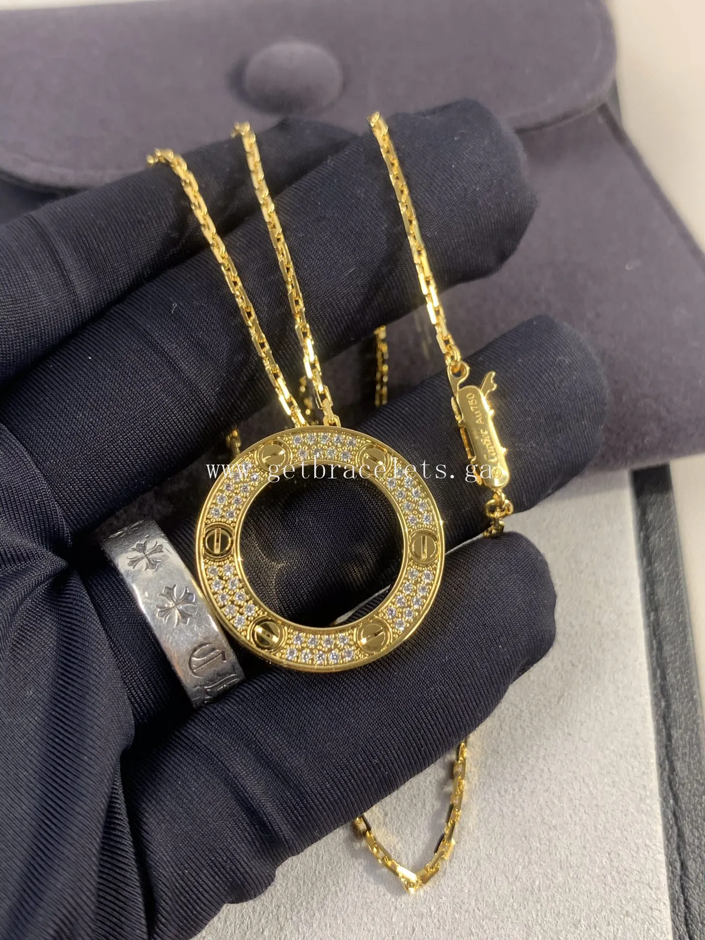 Cartier Love Necklace Yellow Gold With Pave Diamonds