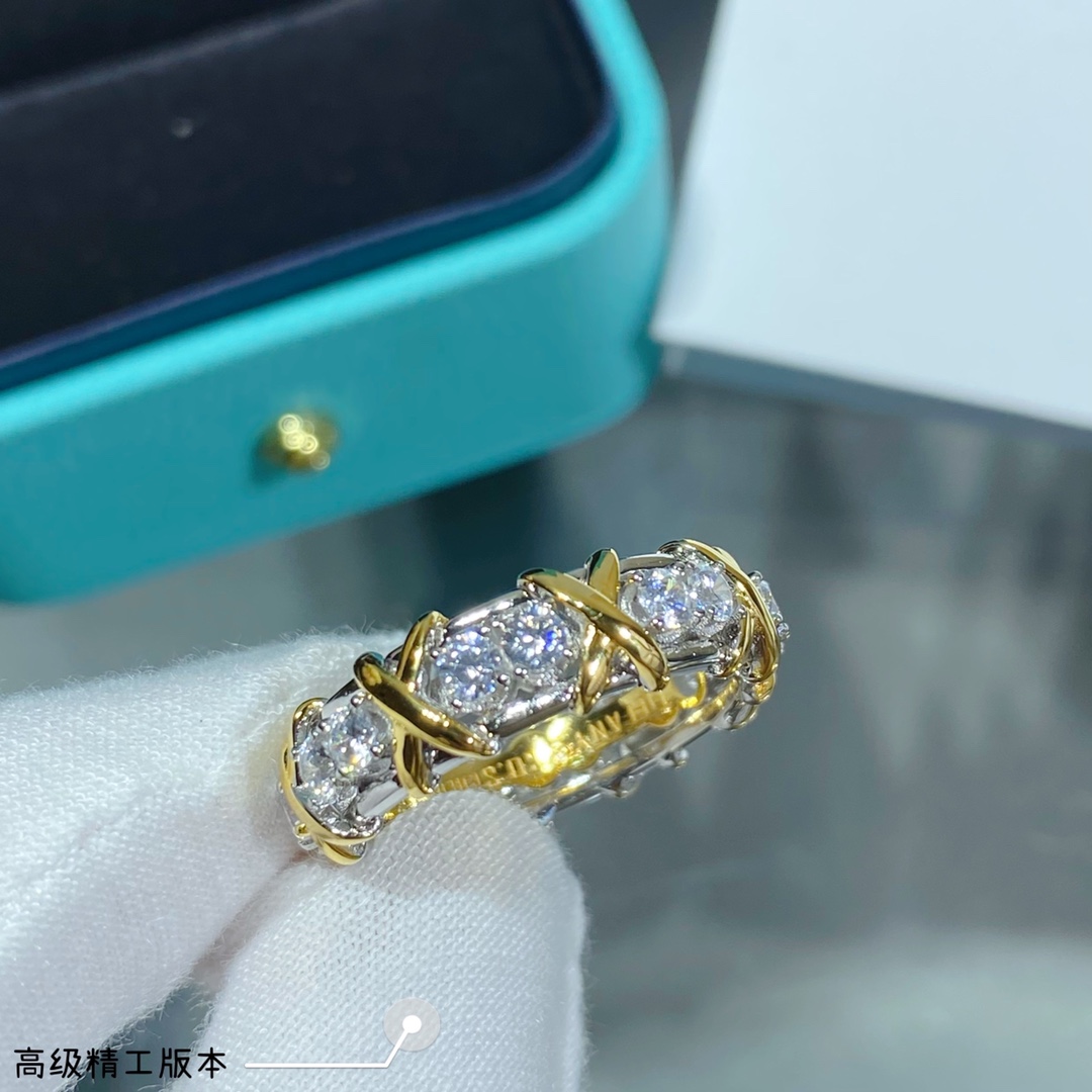 Tiffany Diamond Ring with Crossed X