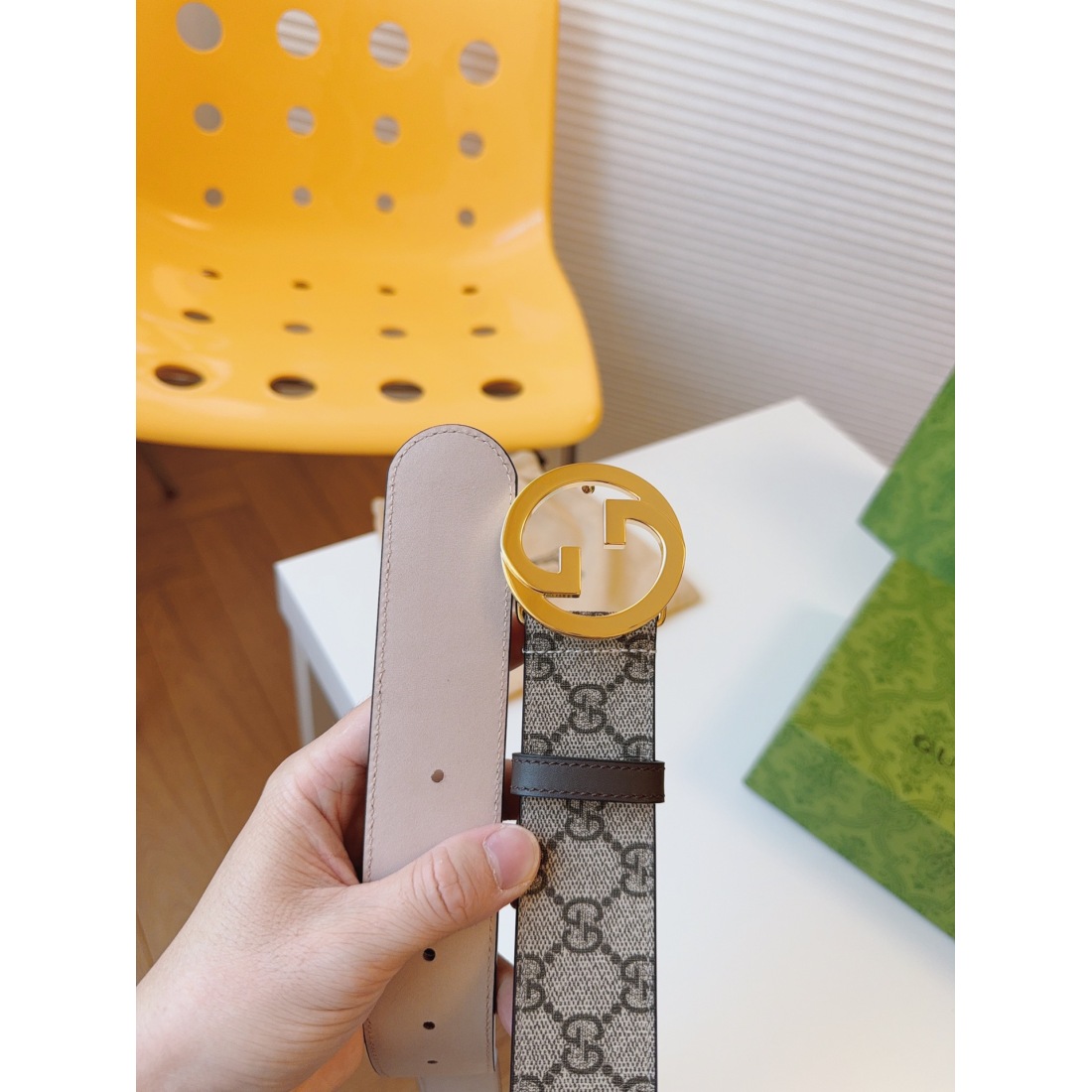 Gucci Classic Printed Cowhide Stainless Steel Belt 38MM