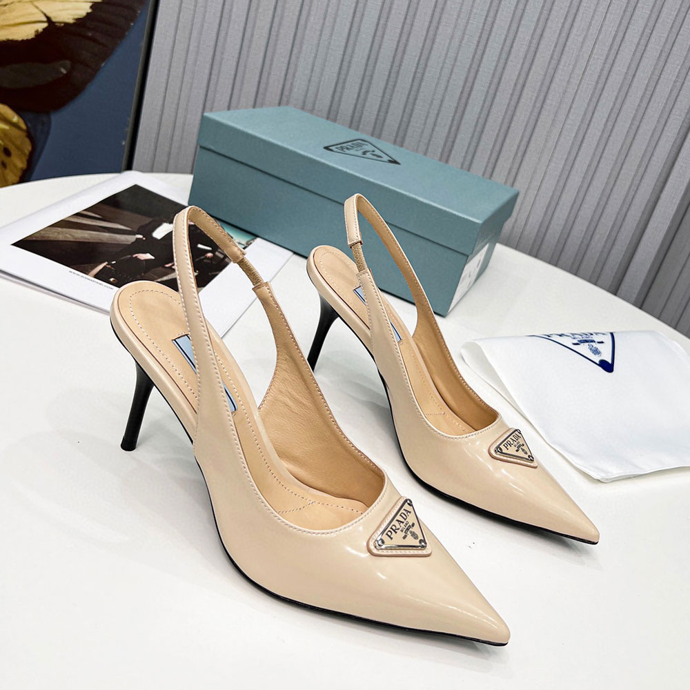 Prada  Stiletto  Bright Triangle Logo Sandals Slide (Replica)