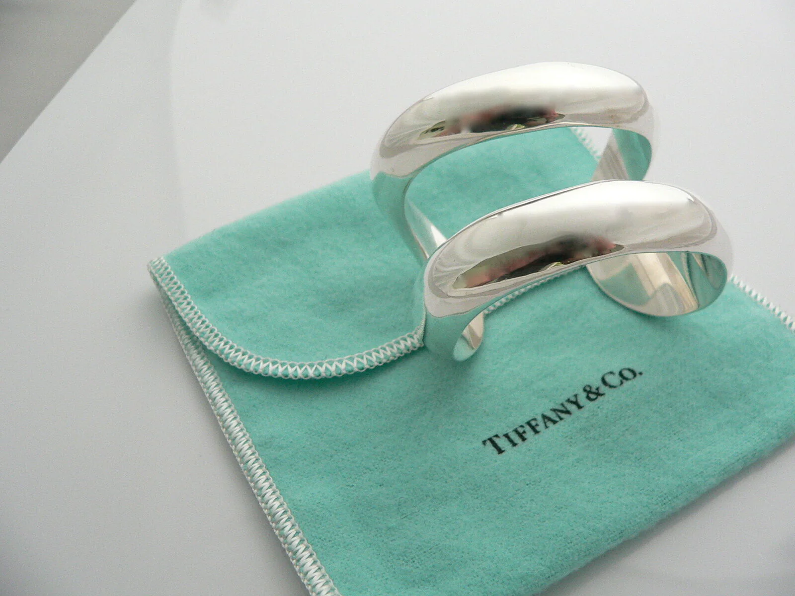 Tiffany & Co Silver Peretti Double Open Center Cuff Bangle Bracelet Gift Love